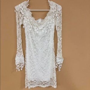 NWOT Wedding Outdoor Events White Long Sleeve Sheer Short Elegant Dress